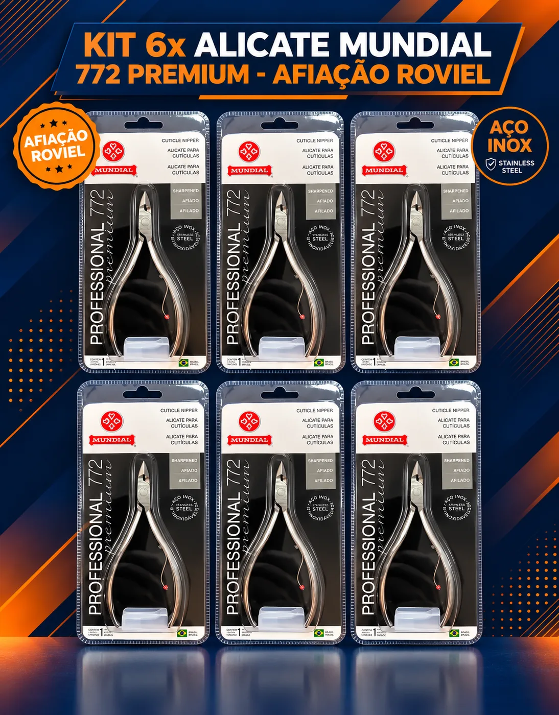 Kit com 6 alicates Mundial 772 Premium