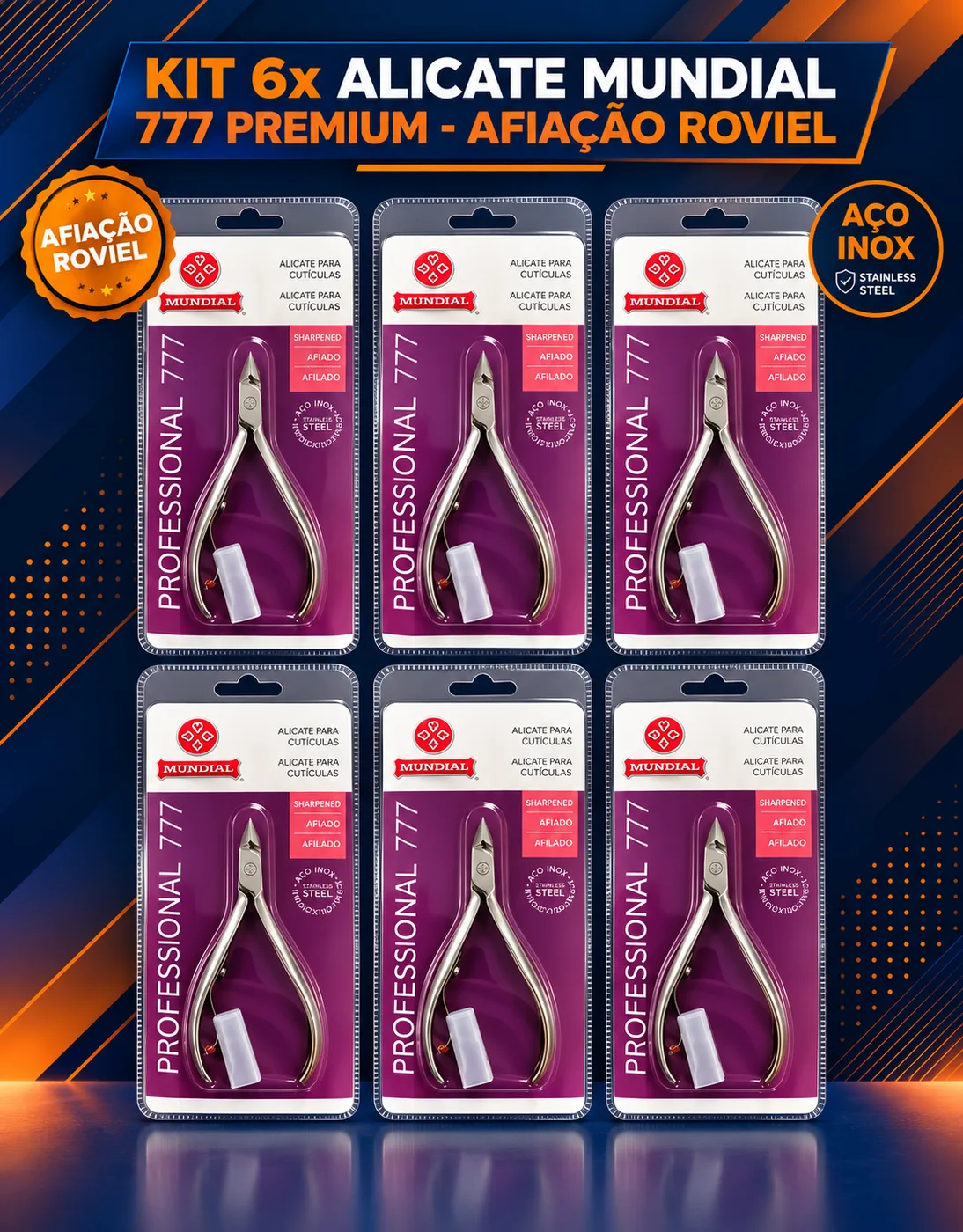 Kit com 6 alicates Mundial 777 Premium